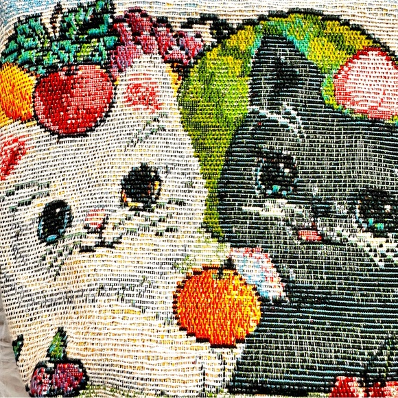 SOLD🫧 Cat Needlepoint Mini Zippered Tote Bag Purse - Picture 10 of 11
